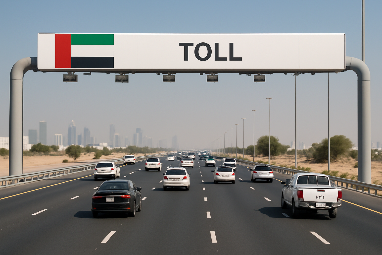 Smooth traffic flow on a paid road in the UAE