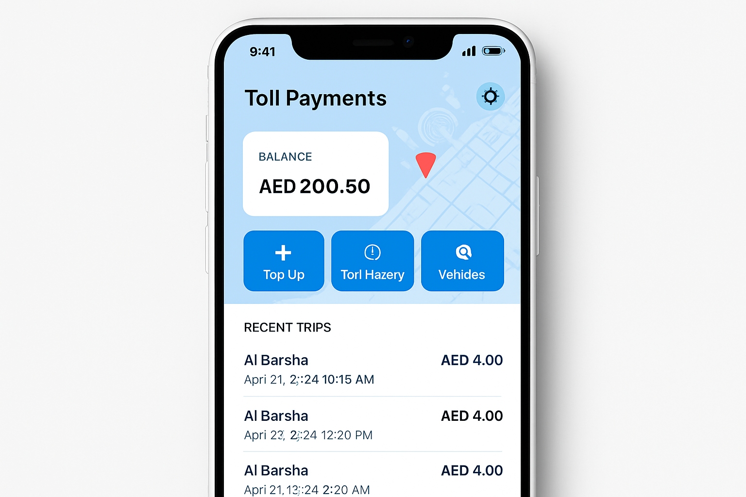 Mobile app for managing toll payments in Dubai