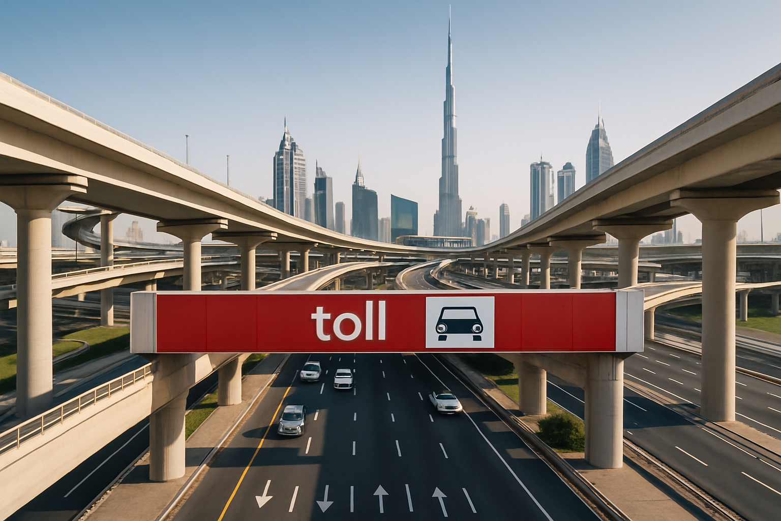 Modern toll road infrastructure in Dubai